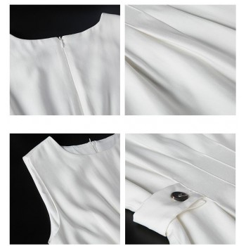 2023 Summer Women Solid White Black Fashion Elegant Casual Party Dress O Neck Sleeveless Tank Sundress Female Vestido